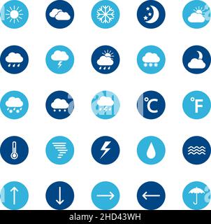 Set of weather icons on color background, vector illustration Stock Vector