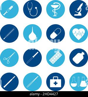 Set of medical icons on color background, vector illustration Stock Vector
