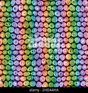 Tiny Rainbow Stripes Squiggly Swirly Spiral Circles Seamless Texture Pattern Stock Photo