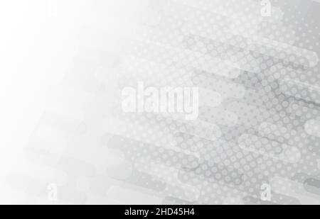 Abstract gradient white and gray color of stripe rounded lines pattern template. Overlapping with halftone design background. Stock Vector