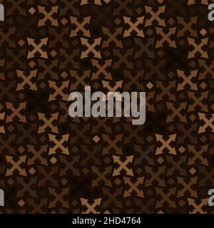 Crosses vector pattern, Brown cross, and stripes on dark background Stock Vector