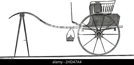 A hand-drawn illustration of an old, vintage carriage on a white background Stock Photo