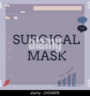 Handwriting text Surgical Mask. Conceptual photo worn by health professionals during surgery and during nursing Illustration Of Board Receiving Stock Photo