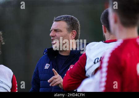 HENGELO, NETHERLANDS - JANUARY 3: assistant trainer Andries Ulderink of Twente Enschede FC during the First Training Session 2022 match between FC Twente and  at FBK Stadion on January 3, 2022 in Hengelo, Netherlands (Photo by Jeroen Meuwsen/Orange Pictures) Stock Photo