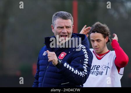 HENGELO, NETHERLANDS - JANUARY 3: assistant trainer Andries Ulderink of Twente Enschede FC during the First Training Session 2022 match between FC Twente and  at FBK Stadion on January 3, 2022 in Hengelo, Netherlands (Photo by Jeroen Meuwsen/Orange Pictures) Stock Photo