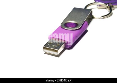 Small portable USB flash disk drive in pink Stock Photo
