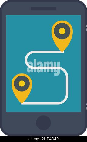 Unmanned taxi route icon. Flat illustration of Unmanned taxi route vector icon isolated on white background Stock Vector