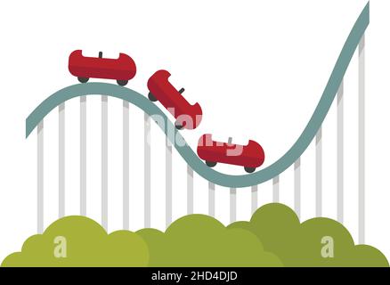 Roller coaster entertainment icon. Flat illustration of roller coaster entertainment vector icon isolated on white background Stock Vector