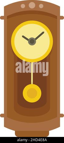 Classical pendulum clock icon. Flat illustration of classical pendulum clock vector icon isolated on white background Stock Vector