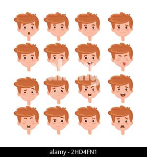 The emotions of a little red hair boy. Vector Stock Vector