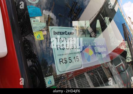 CAMPINAS, SP - 03.01.2022: TARIFA DO TRANSPORTE EM CAMPINAS SOBE - As of this Monday, (3) municipal public transport fares in Campinas (SP) will have new values. The new value went from R$4.55 to R$5.15 (0.60 increase). (Photo: Leandro Ferreira/Fotoarena) Stock Photo