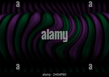 Abstract green and purple melting shapes illustration. Psychedelic background.