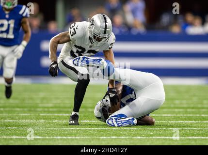 Las Vegas Raiders safety Roderic Teamer (33) celebrates a