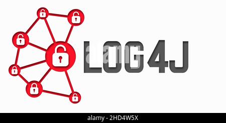 Log4J illustration concept. Log4Shell security vulnerability. Data center network infection concept. Stock Photo