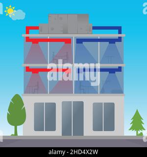 Scheme of an office building heating system Stock Vector