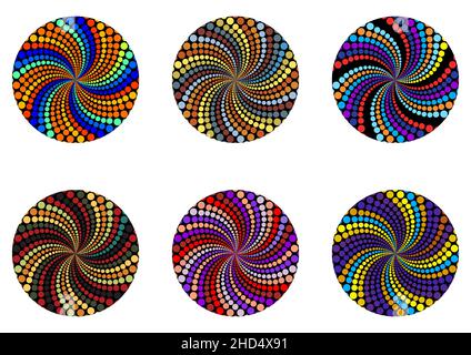 Colorful Dotted Rainbow Spiral Circles Stock Vector