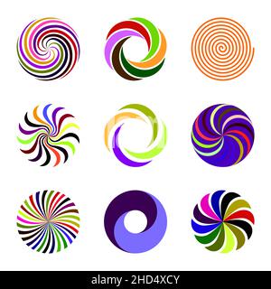 Colorful Spiral Vector Element Set Stock Vector
