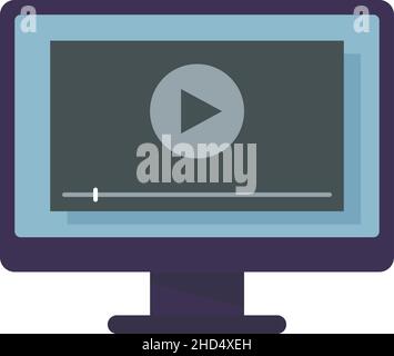 Monitor screen recording icon. Flat illustration of monitor screen recording vector icon isolated on white background Stock Vector