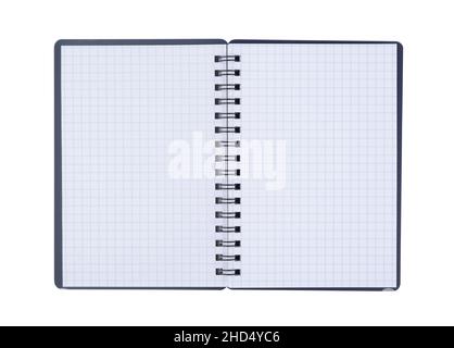 Blue Blank Opened Notepad Isolated On White. Front View. Stock Photo