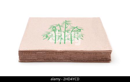 Stack of paper table napkins isolated on white. Stock Photo