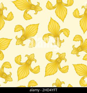 Fleur de lis pattern, Symbol pattern used in medieval heraldry Stock Vector