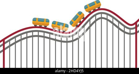 Roller coaster fun icon. Flat illustration of roller coaster fun vector icon isolated on white background Stock Vector