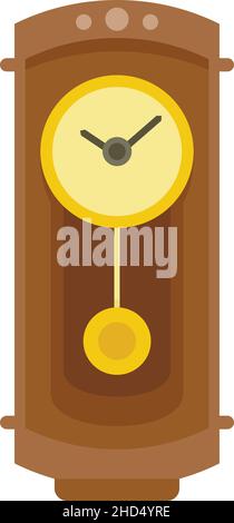Classical pendulum clock icon. Flat illustration of classical pendulum clock vector icon isolated on white background Stock Vector