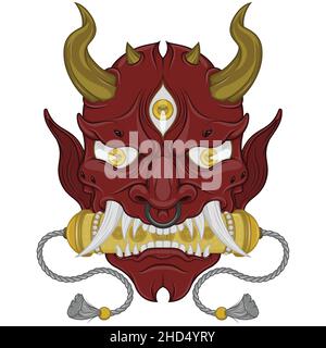 Vector illustration Hannya kabuki mask, Japanese Oni Demon Stock Vector