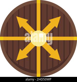 Viking round shield icon. Flat illustration of viking round shield vector icon isolated on white background Stock Vector