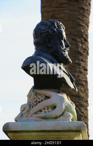 Sculpture of Augusto González de Linares who founded a Maritime Museum in Santander Cantabria Spain Stock Photo