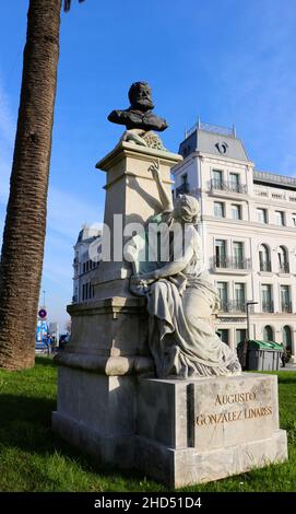 Sculpture of Augusto González de Linares who founded a Maritime Museum in Santander Cantabria Spain Stock Photo