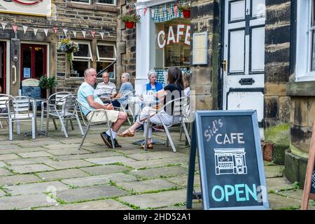 Sid's cafe in Holmfirth regularly featured in Last of the Summer Wine. Stock Photo