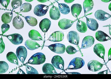 Green Plant Background Watercolor Illustration Stock Photo
