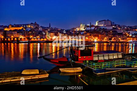 The Douro River seen from the Ribeira de Vila Nova de Gaia, in Portugal Stock Photo