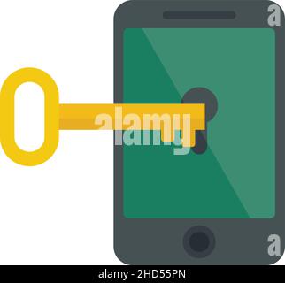 Fraud locked phone icon. Flat illustration of fraud locked phone vector ...