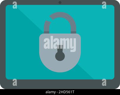 Tablet unlock fraud icon. Flat illustration of tablet unlock fraud vector icon isolated on white background Stock Vector