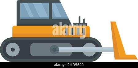 Caterpillar bulldozer icon. Flat illustration of caterpillar bulldozer vector icon isolated on white background Stock Vector