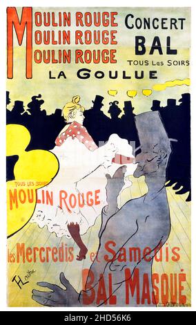 Moulin Rouge: La Goulue by Henri de Toulouse-Lautrec (1864-1901),  lithograph, 1891 Stock Photo