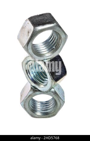 nuts bolts on the white background Stock Photo