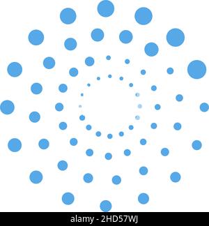 Concentric dot circles. Round dotted spiral illusion Stock Vector