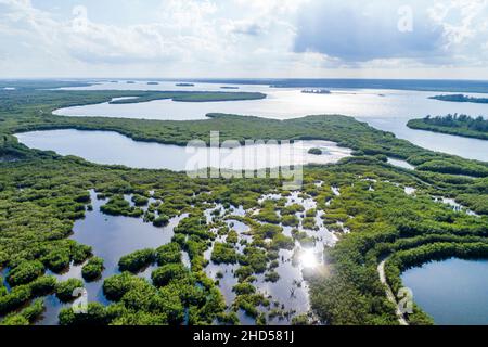 Vero Beach Florida Round Island South Conservation Area Riverside Park Indian River aerial overhead view from above Stock Photo