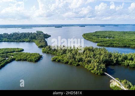 Vero Beach Florida Round Island South Conservation Area Riverside Park Indian River aerial overhead view from above Stock Photo