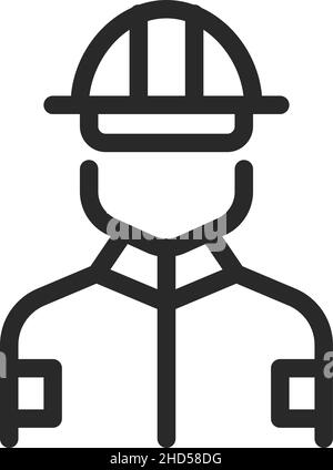 Fireman icon. Fire fighter avatar in line style Stock Vector
