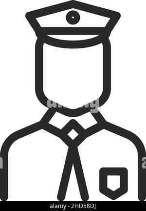 Police officer icon. Line portrait of policeman guard Stock Vector