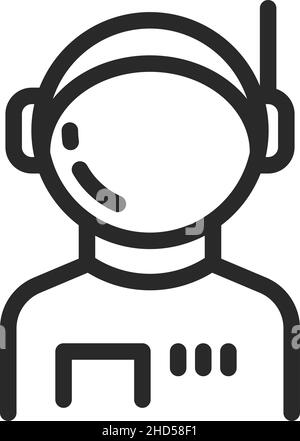 Astronaut icon. Spaceman portrait. Cosmonaut avatar in line style Stock Vector