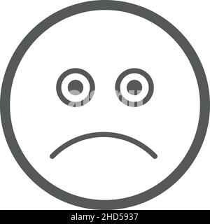 Sad emoticon. Unhappy face in simple line style Stock Vector