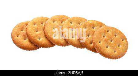 Round cracker isolated on white background  Stock Photo