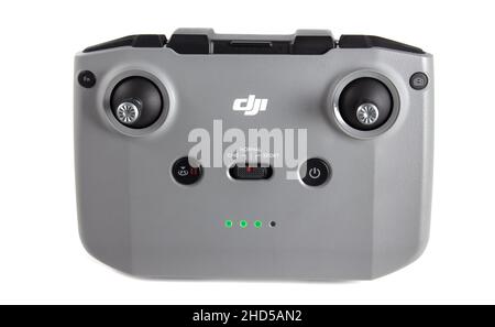 Remote control dji mavic mini 2 isolated on white background. Vinnytsia, Ukraine, 03.01.2022 Stock Photo