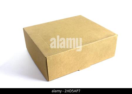 Cardboard brown box isolated on white background. Package with parcel Stock Photo