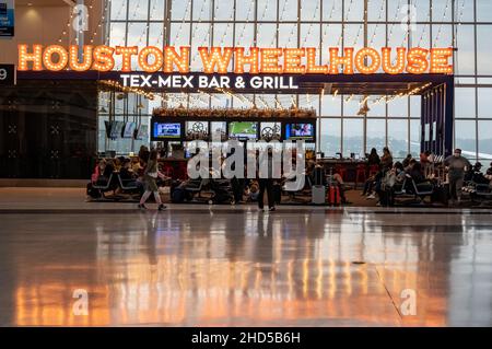 Houston Wheelhouse, a Tex-Mex restaurant in the airport terminal. George Bush International Airport. Houston, Texas, USA. Stock Photo